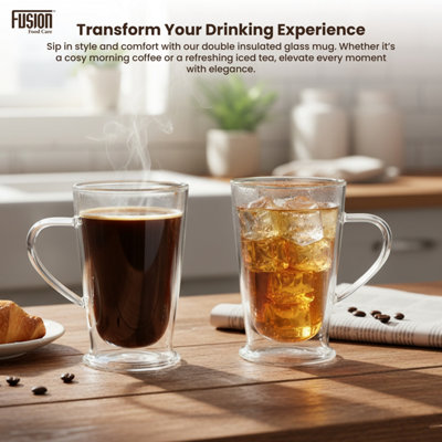 Latte Glasses Double Wall Glass Mugs 400ml 2 Pack Borosilicate Coffee Glass  Cups Insulated Coffee Tea