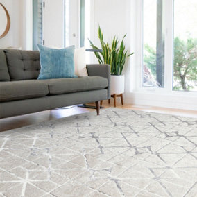 Lattice Geometric Modern Cotton Backing Rug for Living Room Bedroom and Dining Room-120cm X 170cm