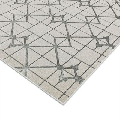 Lattice Geometric Modern Cotton Backing Rug for Living Room Bedroom and Dining Room-200cm X 290cm