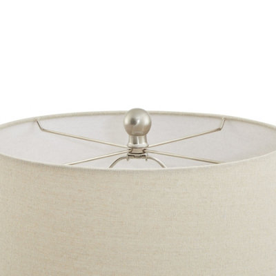 Lattice Table Lamp with Linen Shade - Ceramic - L38 x W38 x H58 cm - White - 3