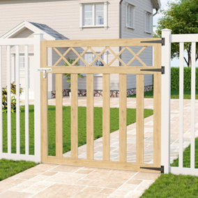 Lattice Top Garden Wooden Gate Fence Gate Yard Patio Entrance 120cm W x 120cm H