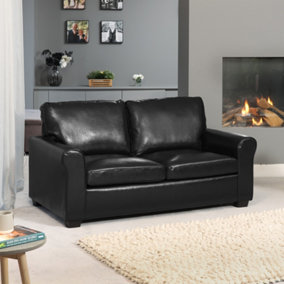 Lauderdale Bonded Leather 3 Seat Sofa with Pull Out Sofa Bed - Black