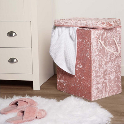 Laundry Bag Crushed Velvet Foldable Compact Clothing Storage Basket