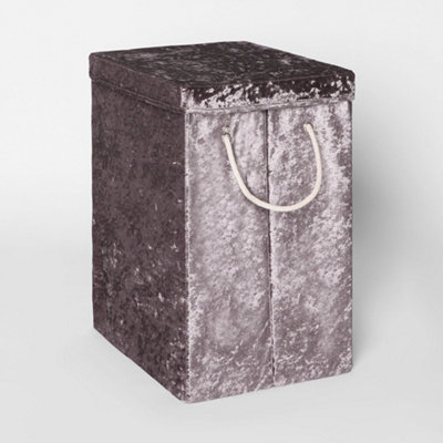 Laundry Bag Crushed Velvet Foldable Compact Clothing Storage Basket