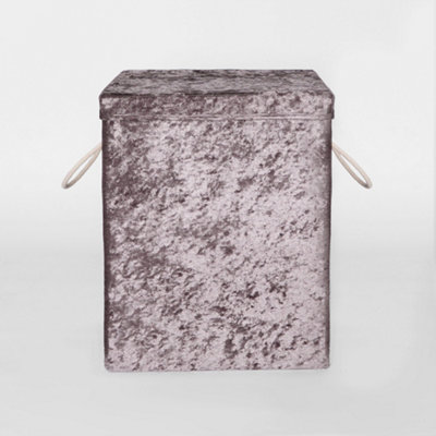Laundry Bag Crushed Velvet Foldable Compact Clothing Storage Basket - 3