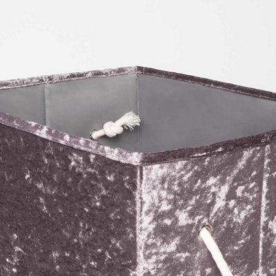 Laundry Bag Crushed Velvet Foldable Compact Clothing Storage Basket - 4