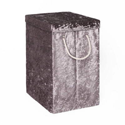 Laundry Bag Crushed Velvet Foldable Compact Clothing Storage Basket - 5