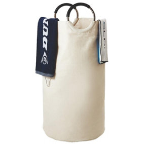 Laundry Bag Hamper with Soft Grip Handles - Clothes Storage Washing Basket Bin for Bedroom, Bathroom, Utility - H66 x 37.5cm