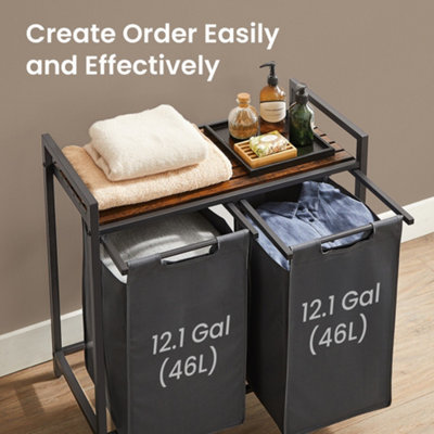 Laundry Basket, 2-Compartment, Pull-Out and Removable Laundry Bags ...