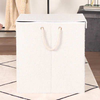 Laundry Basket Foldable Clothing Hamper Washing Boucle Teddy Fleece Storage Bin - 6