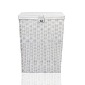 Laundry Basket Medium White Resin with Cloth Liner