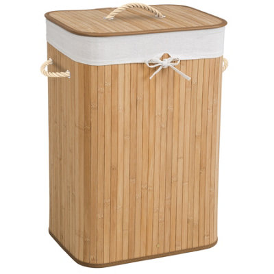 Laundry Basket - washing hamper with lid, removable laundry bag, 2 handles - beige