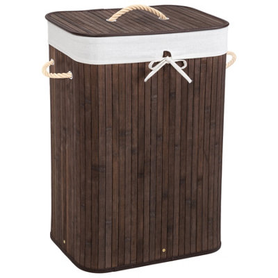 Laundry Basket - washing hamper with lid, removable laundry bag, 2 handles - brown