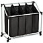 Laundry basket with 4 compartments - black