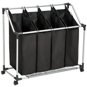 Laundry basket with 4 compartments - black
