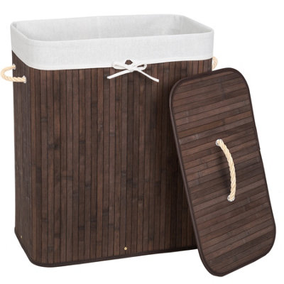 Laundry basket with laundry bag - brown