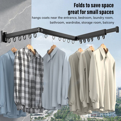 Laundry Drying Rack Retractable 3Folding Wall Mounted Clothes Drying ...