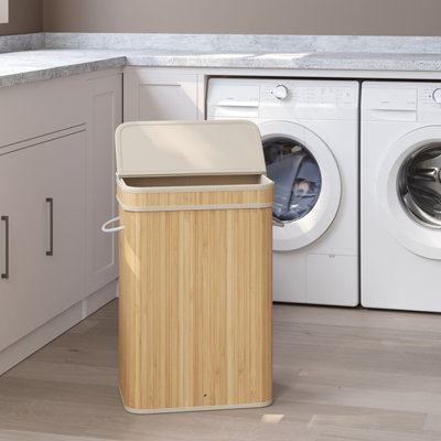 Laundry Hamper With Lid, Bamboo Laundry Basket, Removable Machine ...