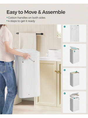 Laundry Hamper with Lid, Bamboo Laundry Basket, Removable, Machine ...