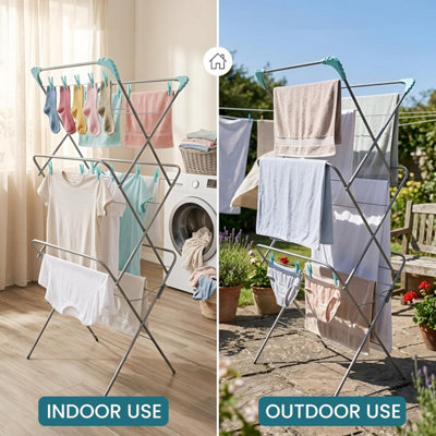 Laundry Mate Extendable Clothes Airer with 20 Pegs 3 Tier Foldable ...