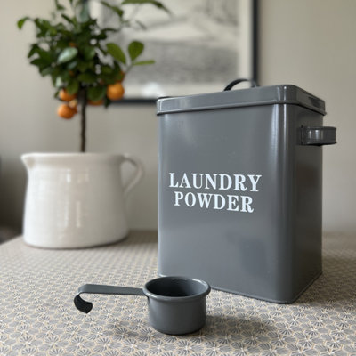 Laundry Powder Storage Tin in French Grey