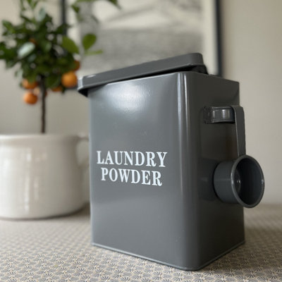 Laundry Powder Storage Tin in French Grey