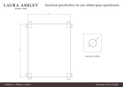 Laura Ashley Crystal Clear Glass Kitchen Splashback (Chrome Cap) 600 x 750mm