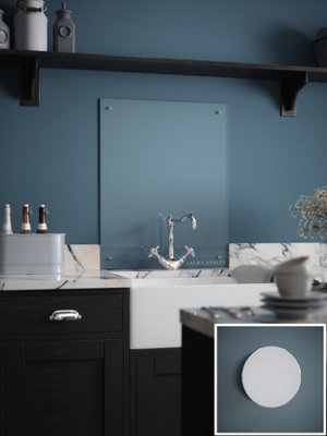 Laura Ashley  Clear with Brushed Chrome Caps Kitchen Splashback 600mm x 750mm x 6mm