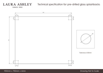 Laura Ashley  Clear with Brushed Chrome Caps Kitchen Splashback 900mm x 750mm x 6mm