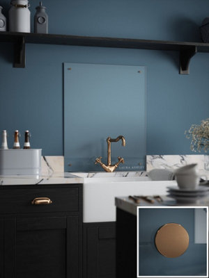 Laura Ashley  Clear with Brushed Brass Caps Kitchen Splashback 600mm x 750mm x 6mm
