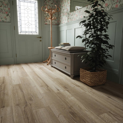 Laura Ashley Emneth - Waterproof, Matt Finish Wood Effect Luxury Vinyl Click Flooring, 10 Plank Pack (2.2m²) - Sample Available