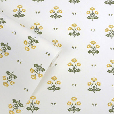 Laura Ashley Harthill Daisy Ochre Yellow wallpaper
