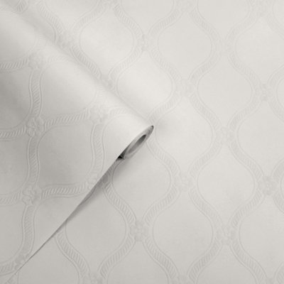 Laura Ashley Landford Paintable White wallpaper