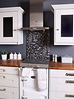 Laura Ashley Lisette Metallic Charcoal Glass Kitchen Splashback 900 x 750mm