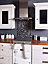 Laura Ashley Lisette Metallic Charcoal Glass Kitchen Splashback 900 x 750mm