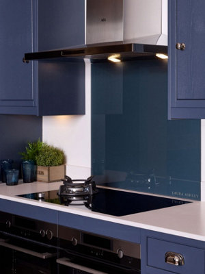 Laura Ashley Midnight Seaspray Glass Kitchen Splashback 900 x 750mm