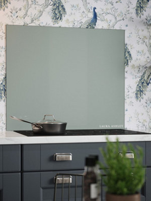 Laura Ashley Mineral Grey Glass Kitchen Splashback 900mm x 750mm