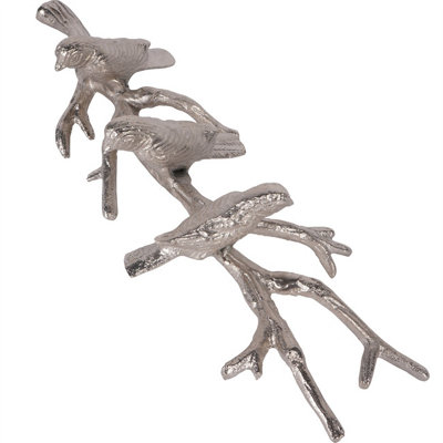 4 Antiqued Silver Pewter Bird On Tree Connector Bar Link – 58x21mm