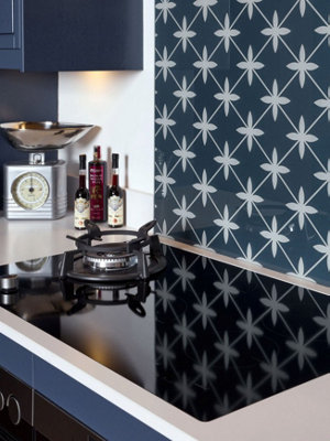 Laura Ashley Wicker Midnight Seaspray Glass Kitchen Splashback 900 x 750mm - 3