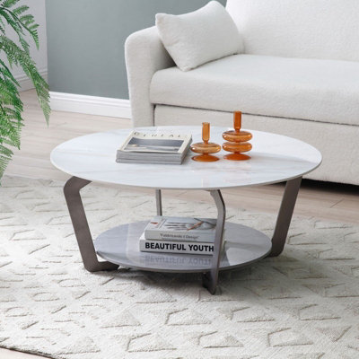 Laura Round Sintered Stone Coffee Table - L90 x W90 x H40 cm