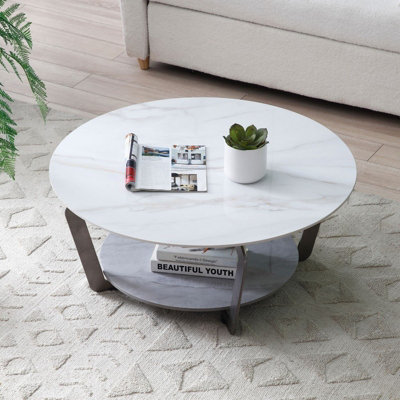 Laura Round Sintered Stone Coffee Table - L90 x W90 x H40 cm