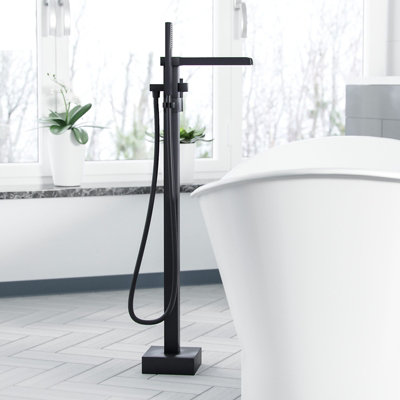 Laura Waterfall Freestanding Bath Shower Mixer Tap Matte Black - 3