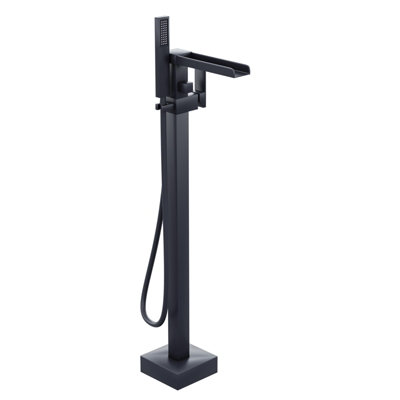 Laura Waterfall Freestanding Bath Shower Mixer Tap Matte Black - 6