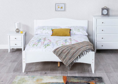 Lauren Bed, White Wooden Frame - 4FT6 Double