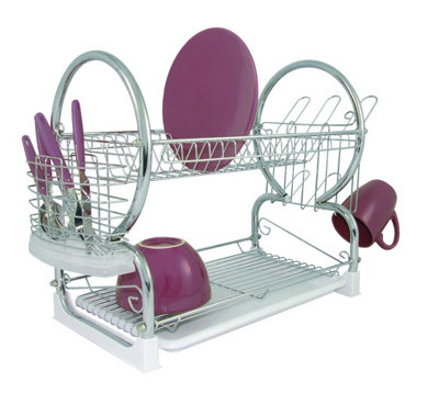 Laurie 2 Tier Dish Drainer with White Plastic Tray