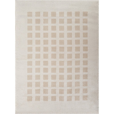 LAURINE Machine Washable Modern Shaggy Beige Area Rug 160 x 213 cm