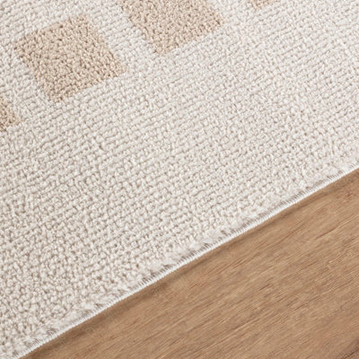 LAURINE Machine Washable Modern Shaggy Beige Area Rug 160 x 213 cm