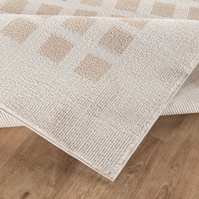 LAURINE Machine Washable Modern Shaggy Beige Area Rug 160 x 213 cm