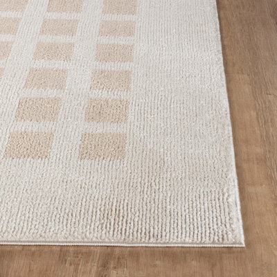 LAURINE Machine Washable Modern Shaggy Beige Area Rug 160 x 213 cm