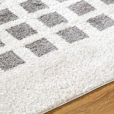LAURINE Machine Washable Modern Shaggy Charcoal Area Rug 200 x 275 cm